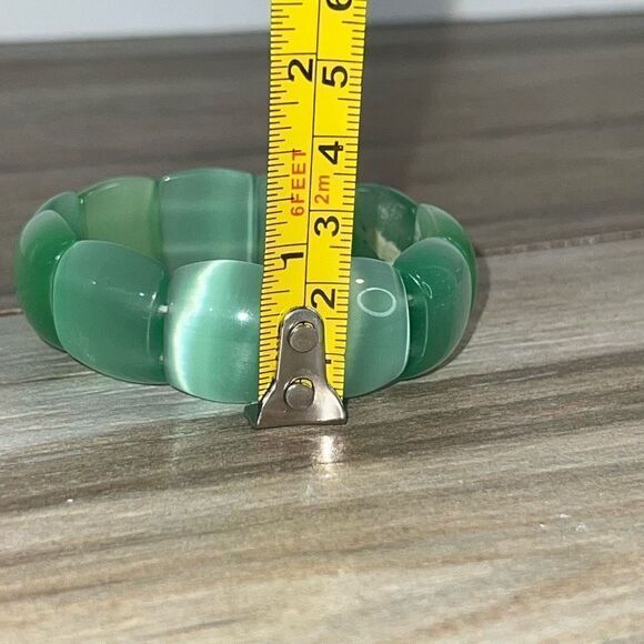 Green Chunky Beaded Bracelet Women’s Stretch Classiccore Minimalist Mermaidcore - Picture 4 of 5